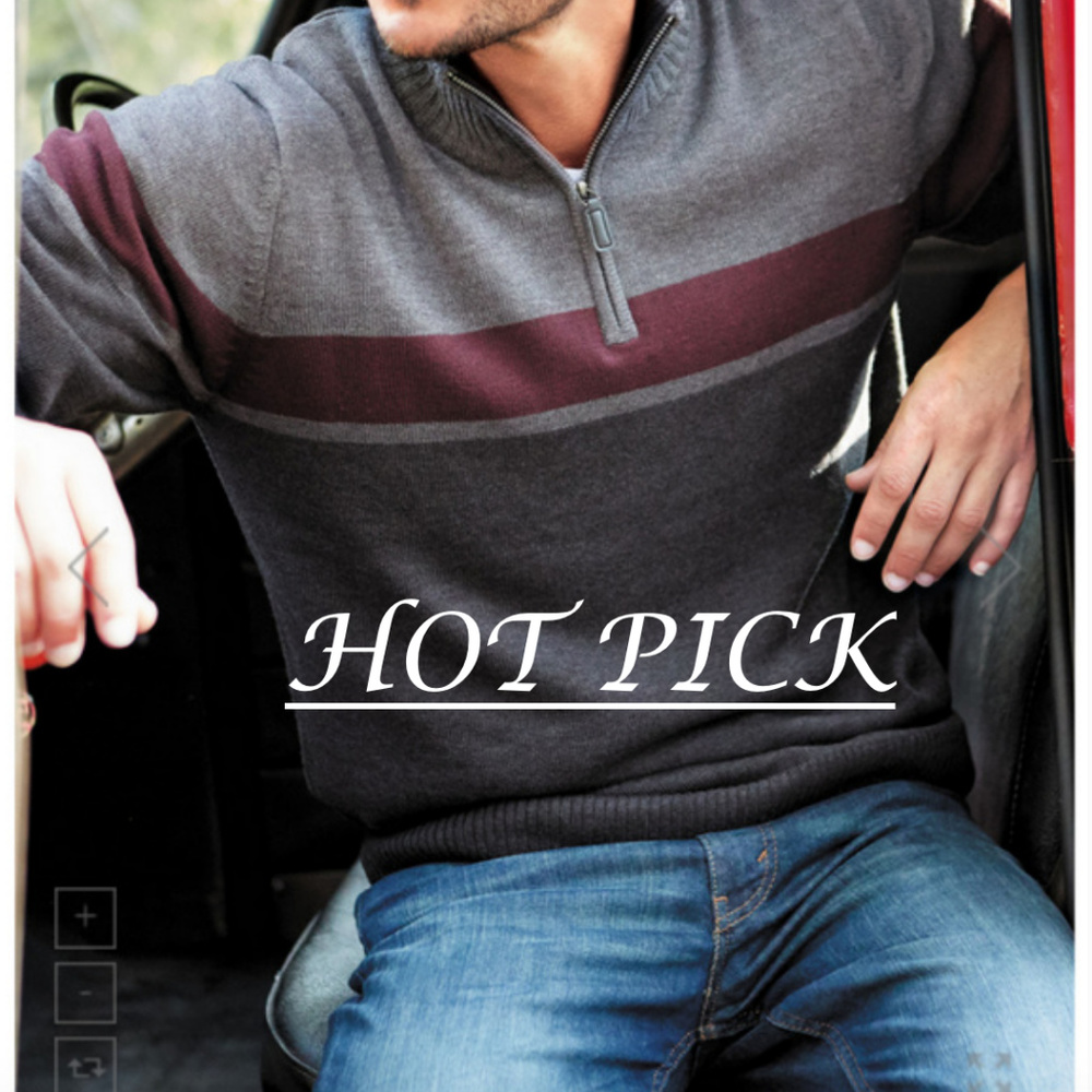 Sun River Quarter Zip Stripe Sweater
